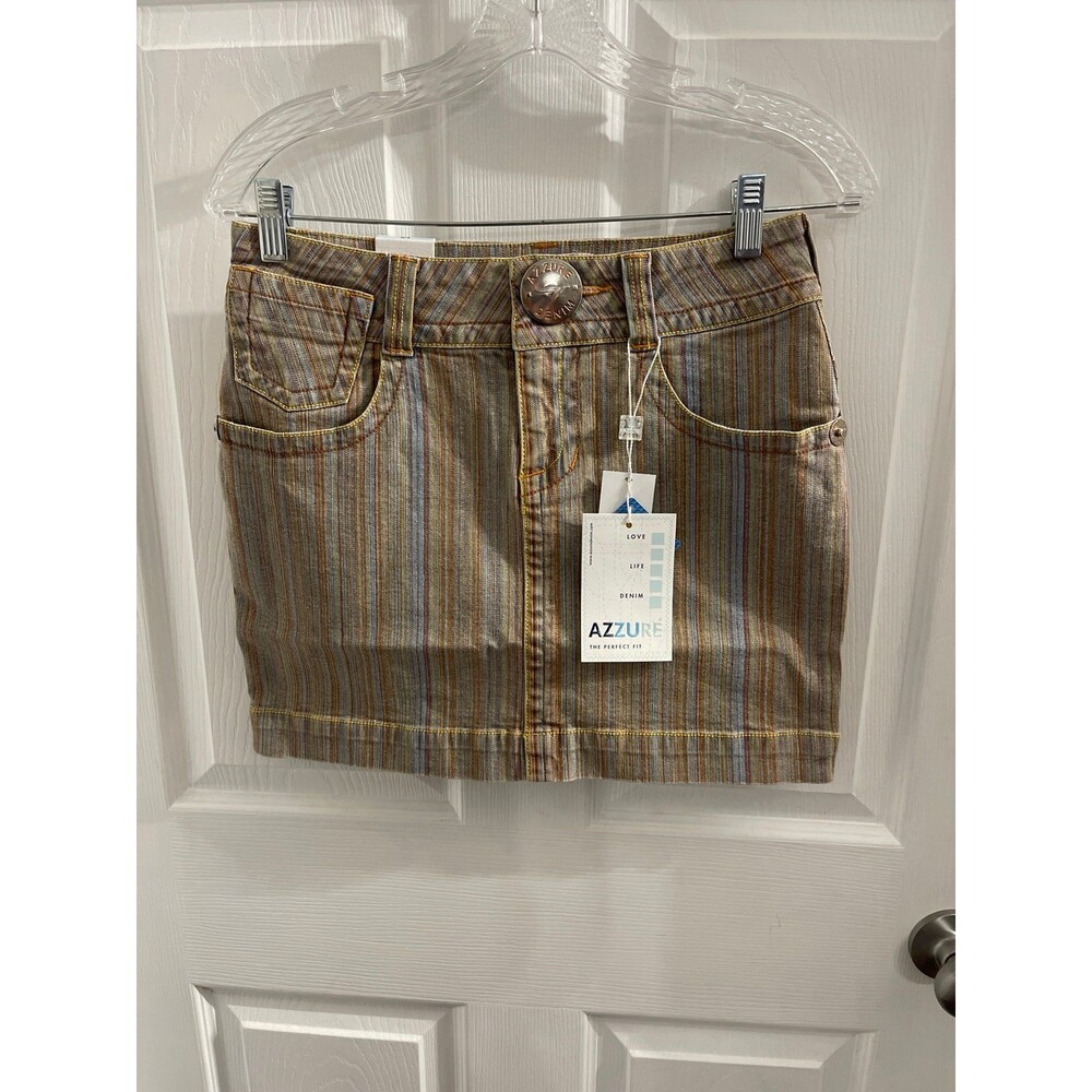 Azzure Denim Exaggerated Stripe Skirt Vintage Size 4 New With Tags
